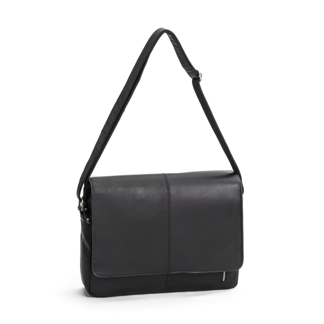 Florence pc-veske med klaff i skinn 15,6" Svart